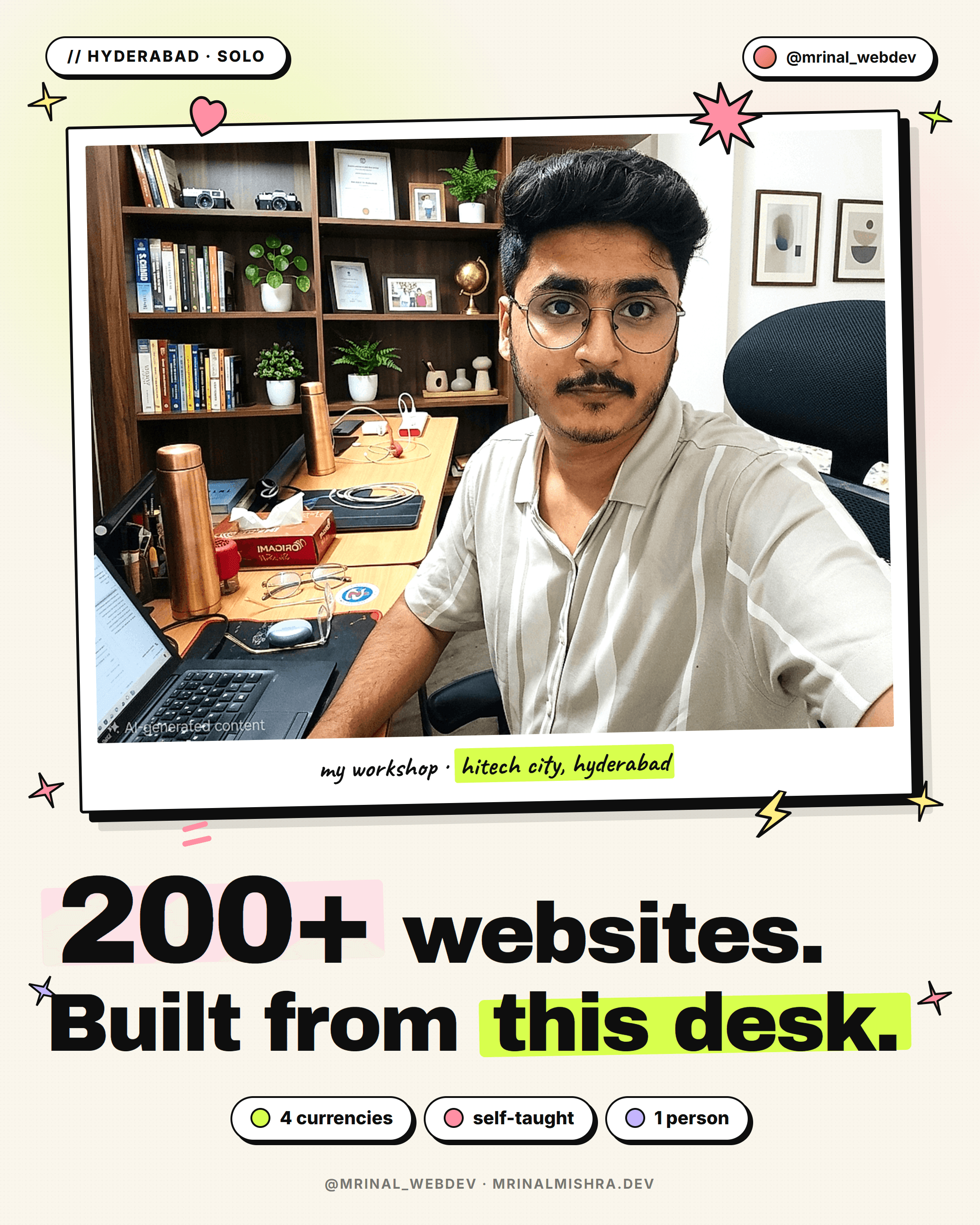 200+ websites. Built from this desk.